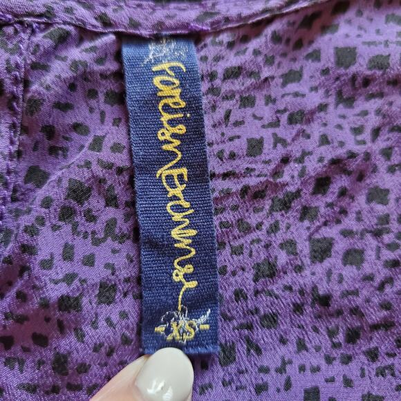 Foreign Exchange 100% Silk Purple + Black Spotted Sleeveless Romper Size XS - Picture 11 of 12